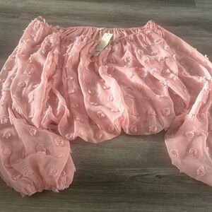 Francesca's Collections Pink Textured Blouse